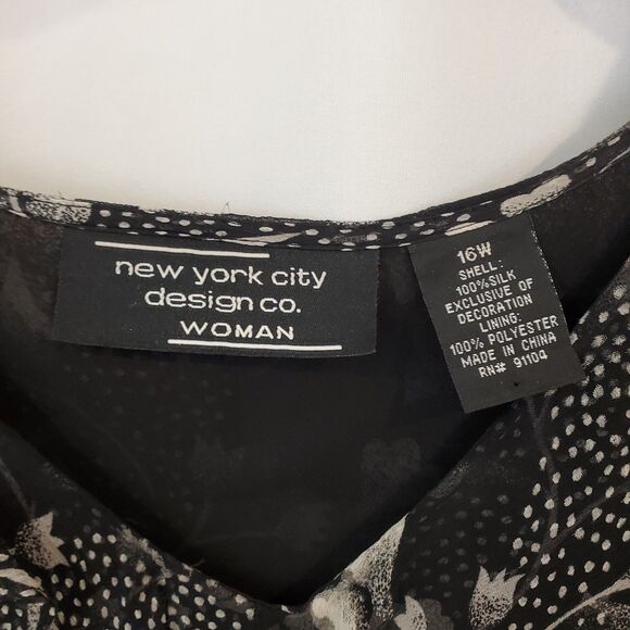 Dark Floral Beaded Silk Top 16W Ruffle neck Bell Sleeve Whimsigoth Fairy Grunge - Picture 5 of 10